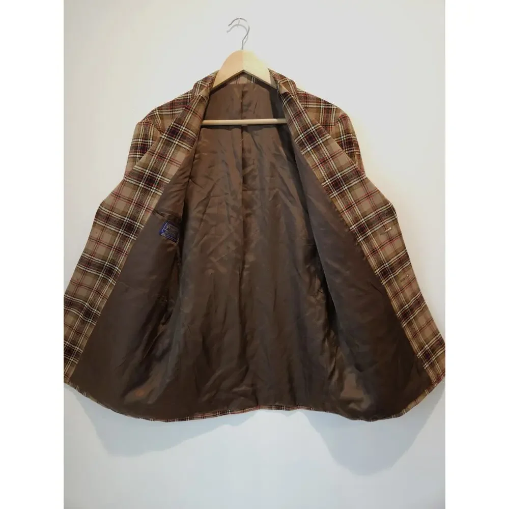 VINTAGE PENDLETON Mens Blazer Sport Coat Jacket Plaid Size 40L Virgin Wool USA
